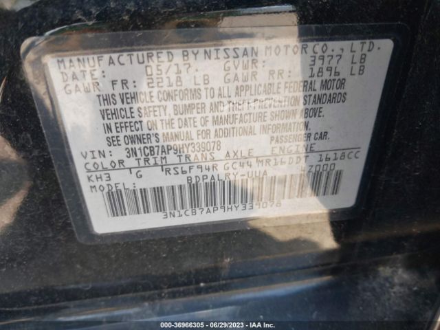 3N1CB7AP9HY339078 Nissan Sentra Sr Turbo