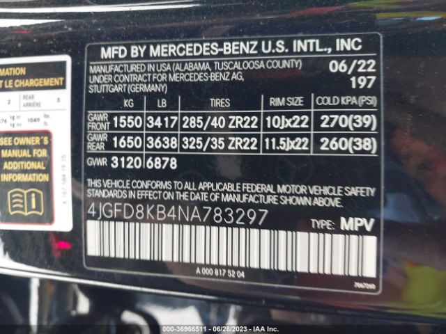 4JGFD8KB4NA783297 Mercedes-Benz Gle Amg Gle 63 S