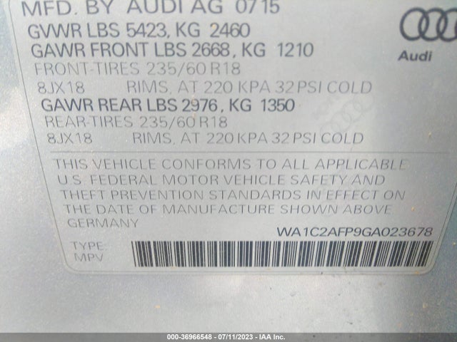 WA1C2AFP9GA023678 Audi Q5 PREMIUM
