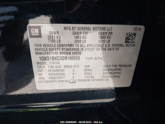 1GKS1BKC3GR188600 GMC YUKON SLT