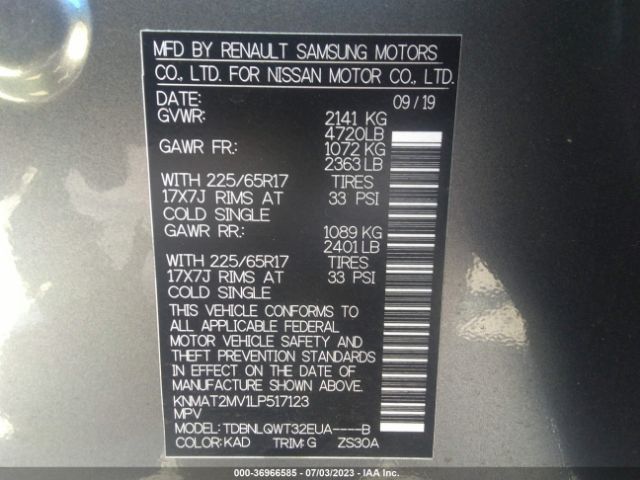 KNMAT2MV1LP517123 Nissan ROGUE SV
