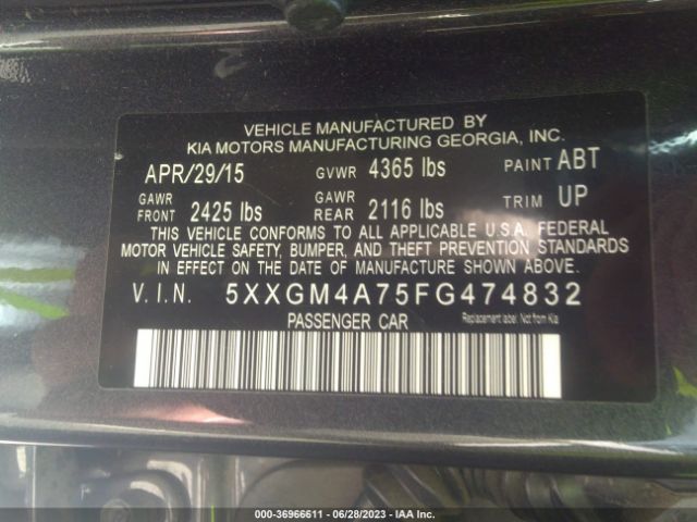 5XXGM4A75FG474832 KIA Optima Lx