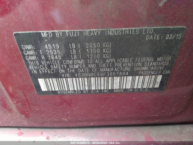 4S3BNBC68F3057804 Subaru Legacy 2.5i Premium