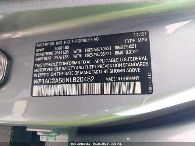 2022 Porsche Macan, VIN: WP1AG2A55NLB20452