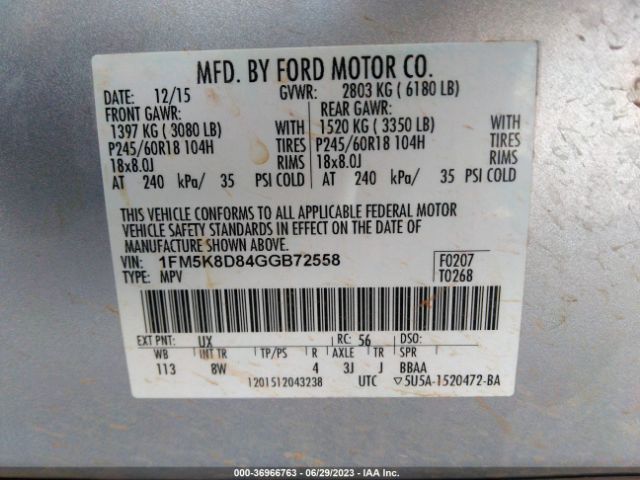1FM5K8D84GGB72558 Ford EXPLORER XLT