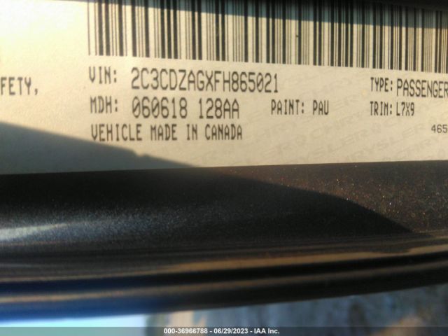 2C3CDZAGXFH865021 Dodge Challenger Sxt