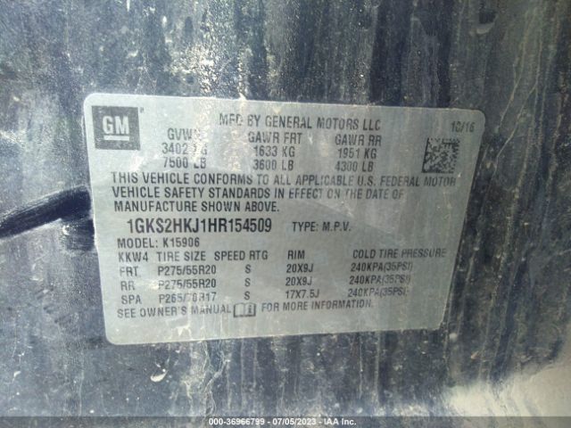 1GKS2HKJ1HR154509 GMC YUKON XL DENALI