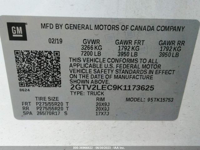 2GTV2LEC9K1173625 GMC SIERRA 1500 LIMITED
