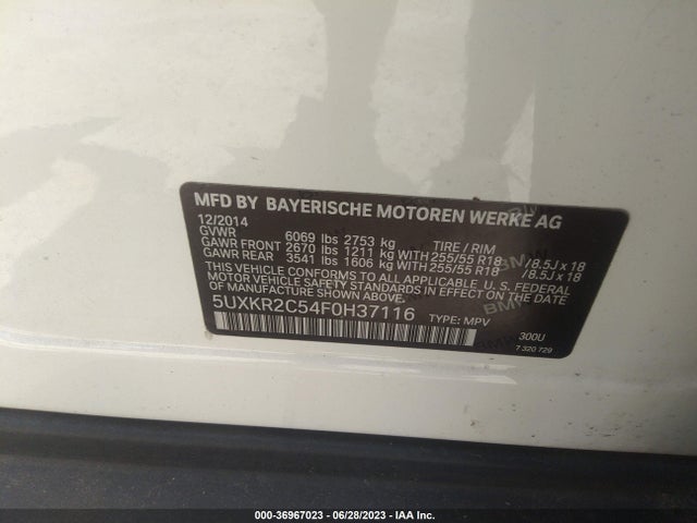 BMW X5 Sdrive35i 2015 5UXKR2C54F0H37116 Image 9