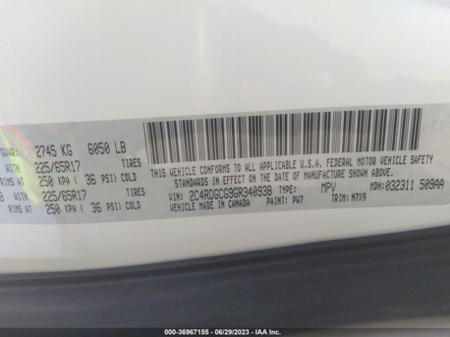 2C4RDGCG9GR340938 Dodge Grand Caravan Sxt
