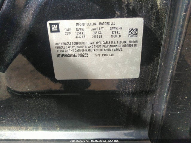 Chevrolet CRUZE LS 2014 1G1PA5SH5E7308252 Image 9