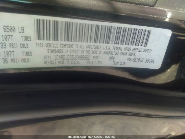 1C4RDJDG5JC495952 Dodge DURANGO GT