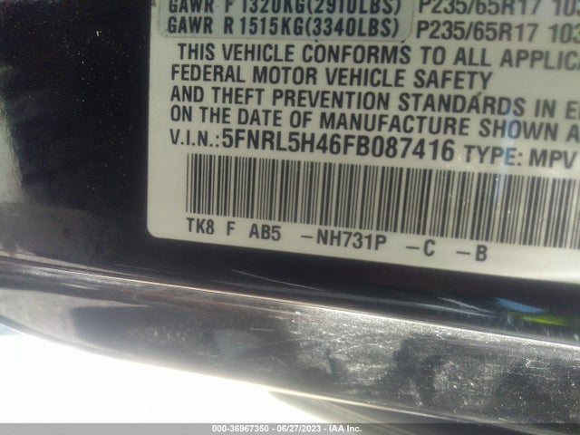 Honda ODYSSEY EX 2015 5FNRL5H46FB087416 Image 9