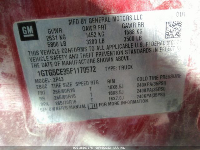 1GTG5CE35F1170572 GMC Canyon 2wd Slt