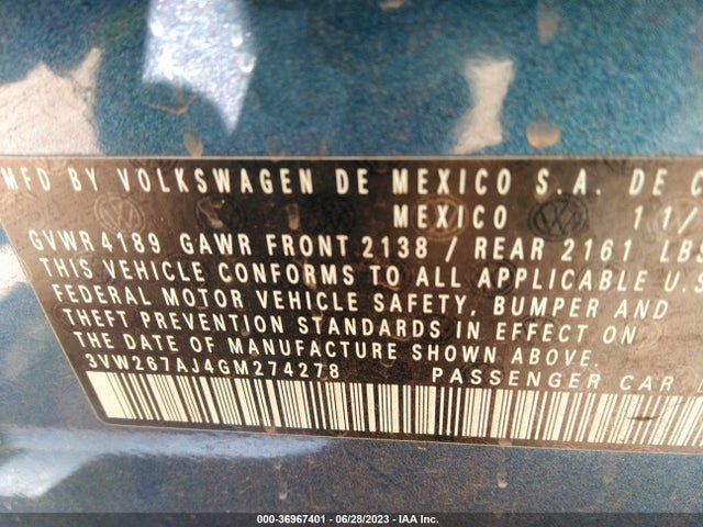 3VW267AJ4GM274278 Volkswagen Jetta Sedan 1.4t S