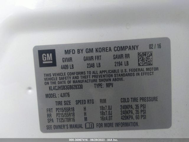 KL4CJHSB3GB628330 Buick Encore Premium
