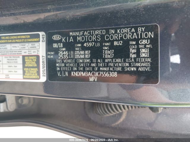KNDPM3AC1K7556308 KIA Sportage Lx