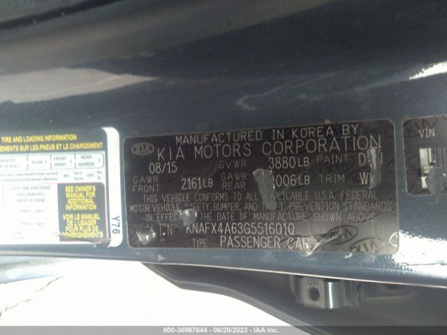 KNAFX4A63G5516010 KIA FORTE LX