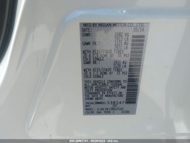 5N1AL0MM8EC538147 Infiniti QX60