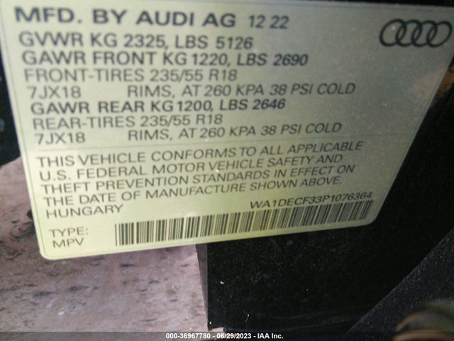 WA1DECF33P1076364 Audi Q3 S Line Premium