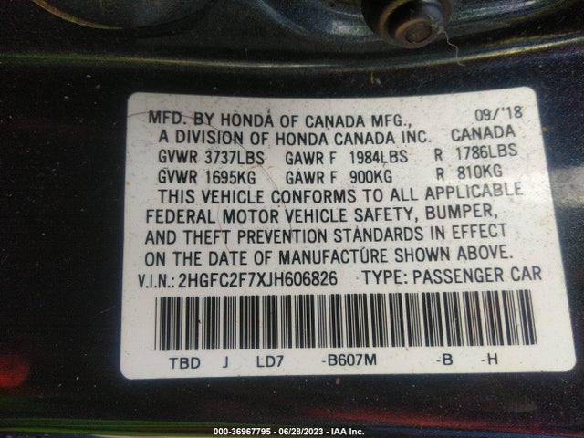 Honda Civic Sedan Ex 2018 2HGFC2F7XJH606826 Image 15