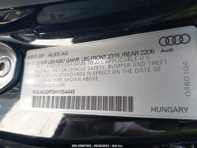 WAUAUGFF9H1054445 Audi A3 Sedan Premium