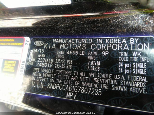 KNDPCCA61G7807235 KIA Sportage Sx