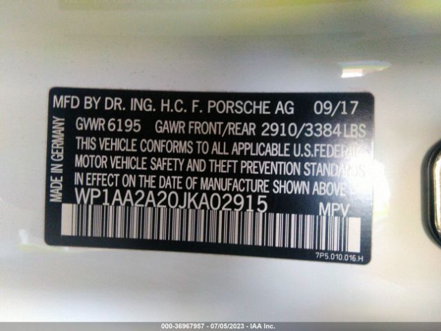 WP1AA2A20JKA02915 Porsche Cayenne