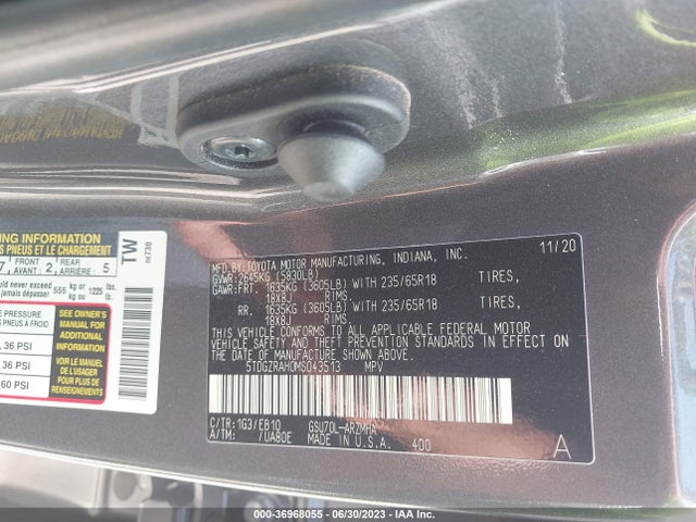 Toyota Highlander Xle 2021 5TDGZRAH0MS043513 Image 9