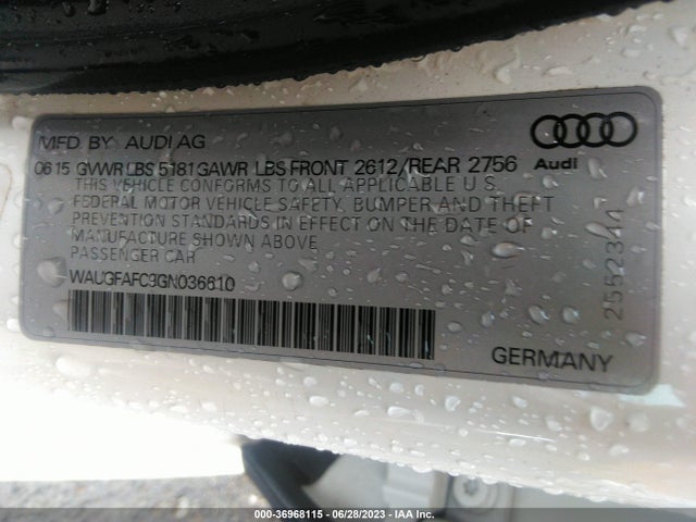 WAUGFAFC9GN036610 Audi A6 2.0t Premium Plus