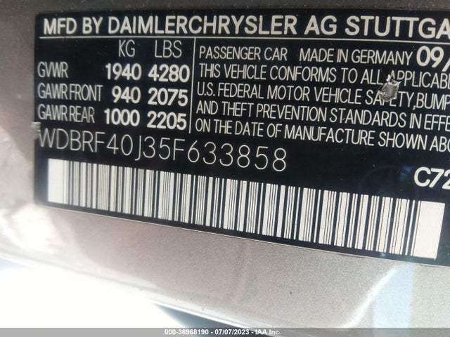 2005 MERCEDES-BENZ C-CLASS 1.8L VIN: WDBRF40J35F633858