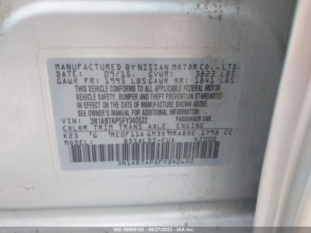 3N1AB7AP5FY340622 Nissan SENTRA SV