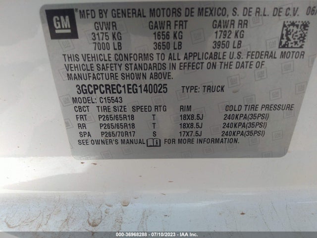 2014 CHEVROLET SILVERADO 1500 1LT VIN: 3GCPCREC1EG140025