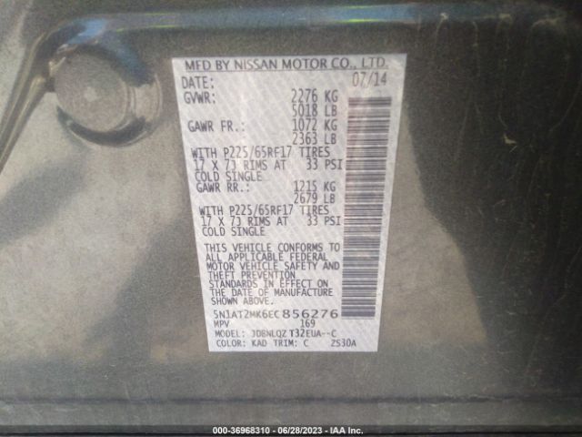 5N1AT2MK6EC856276 Nissan ROGUE SV