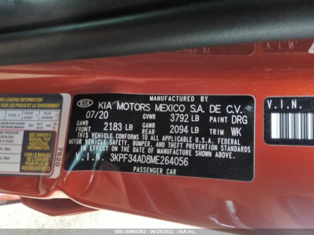 3KPF34AD8ME264056 KIA Forte Gt-line