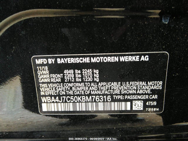 WBA4J7C50KBM76316 BMW 4 Series 440i Xdrive
