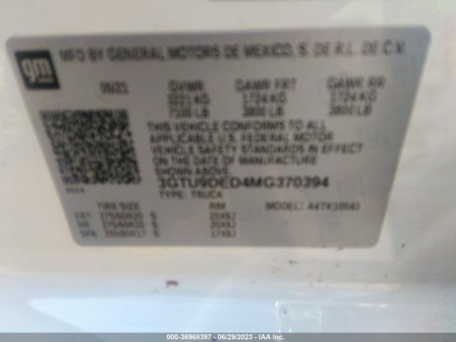 3GTU9DED4MG370394 GMC Sierra 1500 Slt