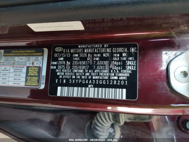 5XYPG4A33GG128201 KIA SORENTO LX