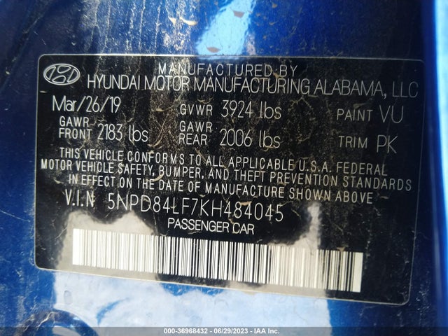 Hyundai ELANTRA SEL 2019 5NPD84LF7KH484045 Image 14