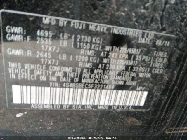 4S4BSBEC5F3221484 Subaru Outback 2.5i Premium