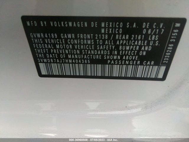 3VWDB7AJ7HM404365 Volkswagen Jetta 1.4t Se
