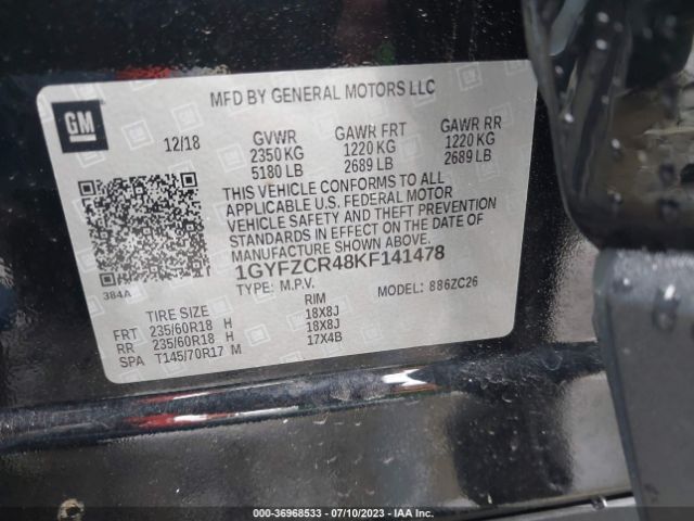 1GYFZCR48KF141478 Cadillac Xt4 Fwd Premium Luxury
