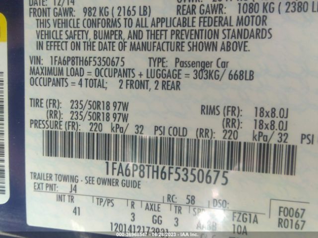 1FA6P8TH6F5350675 Ford Mustang Ecoboost