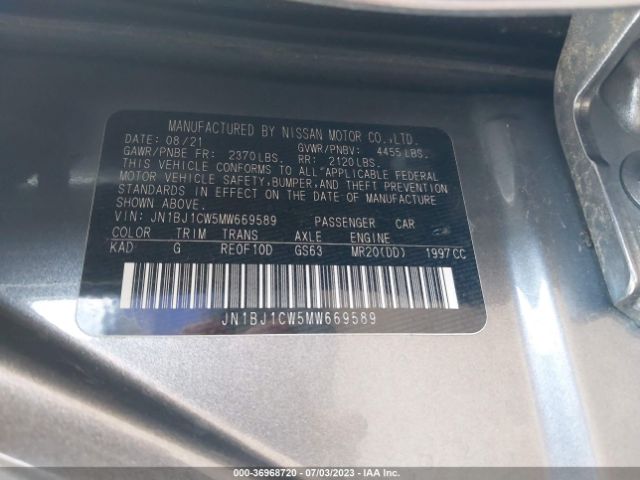 JN1BJ1CW5MW669589 Nissan Rogue Sport Sl
