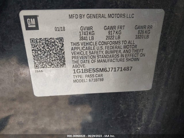 Chevrolet CRUZE LT 2018 1G1BE5SM6J7171487 Image 15