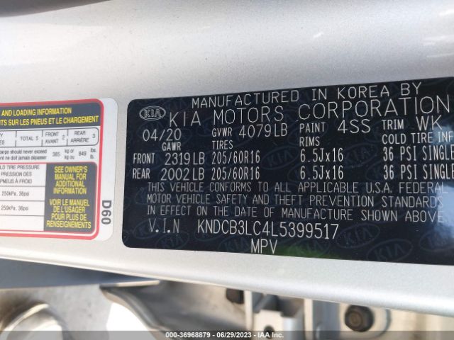 KNDCB3LC4L5399517 KIA NIRO LX