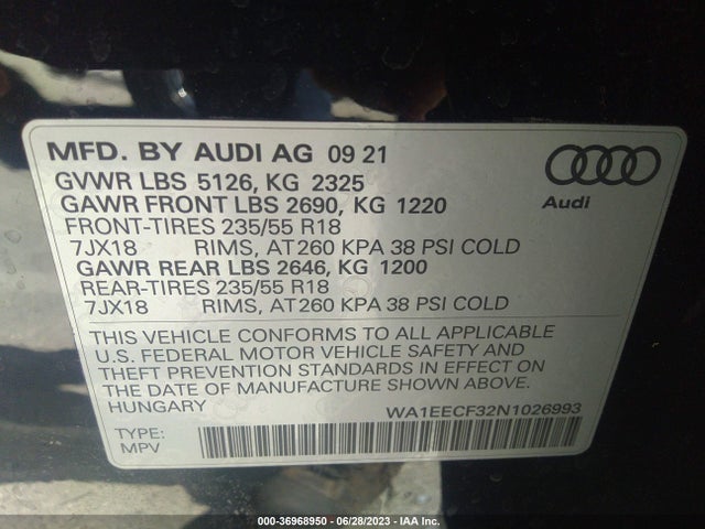 WA1EECF32N1026993 Audi Q3 S Line Premium Plus