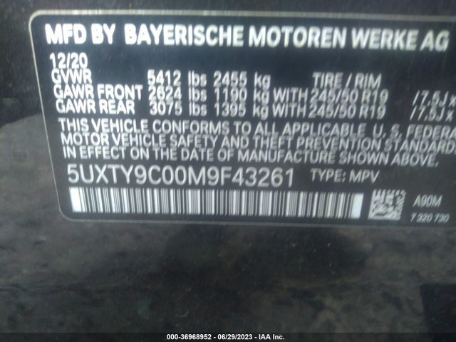 5UXTY9C00M9F43261 BMW X3 M40i
