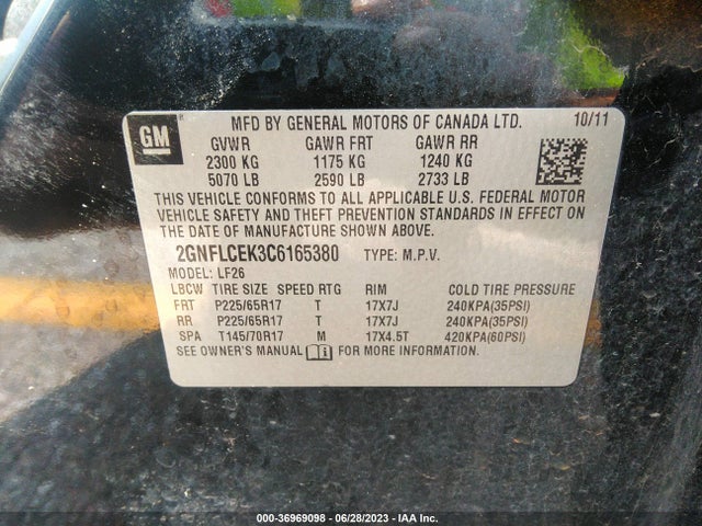 2012 CHEVROLET EQUINOX LS VIN: 2GNFLCEK3C6165380