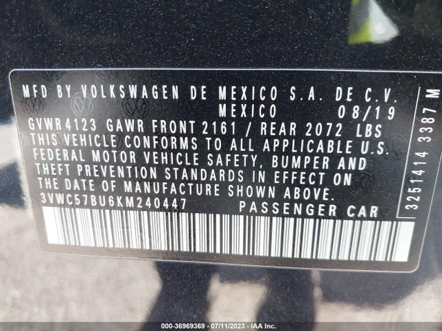 3VWC57BU6KM240447 Volkswagen Jetta S/se/r-line